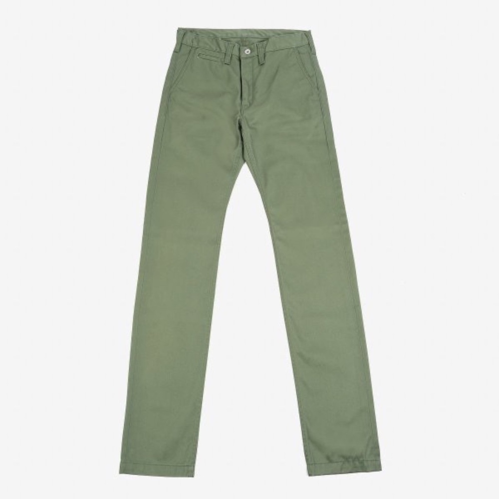 New w/ Tags Ironheart 9oz Mercerised Selvedge Cotton Slim Tapered Chinos - Olive